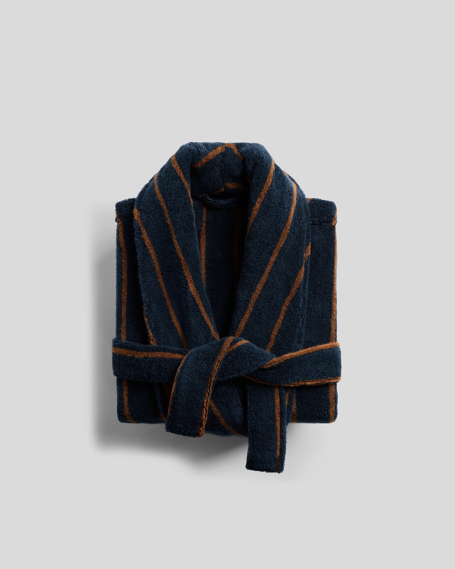 Turkish Cotton Stripe Robe Ink with Tobacco