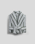 Turkish Cotton Stripe Robe Sky with Evergreen